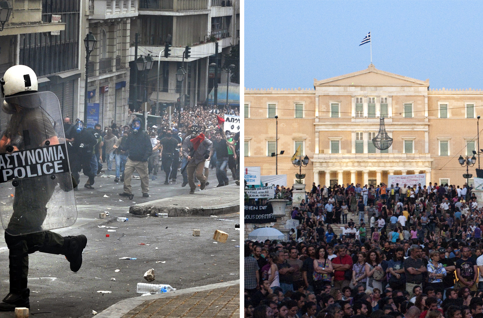 Greek Anti-austerity protests, By Philly boy92 - Own work, files used:May 2010 Greek protests.jpg (CC BY 2.0)20110630 Indignados Syntagma general mass Athens Greece.jpg (CC BY 3.0), CC BY-SA 3.0, https://commons.wikimedia.org/w/index.php?curid=15687634 By Philly boy92 - Own work, files used:May 2010 Greek protests.jpg (CC BY 2.0)20110630 Indignados Syntagma general mass Athens Greece.jpg (CC BY 3.0), CC BY-SA 3.0, https://commons.wikimedia.org/w/index.php?curid=15687634